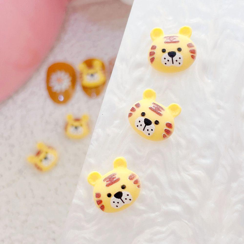 Phụ Kiện Trang Trí Móng Tay Họa Tiết Đầu Hổ Hoạt Hình Phong Cách Trung Hoa Độc Đáo DIY