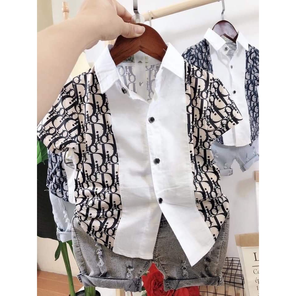 Áo Sơ Mi Họa Tiết Cho Bé Trai (Size 8-23kg)