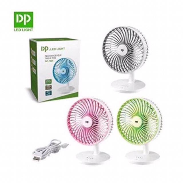 QUẠT SẠC TÍCH ĐIỆN DP DP - 7625 ( CẦM TAY HOẶC ĐỂ BÀN )