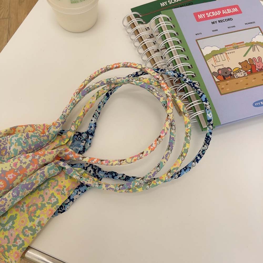 Băng Đô Vải Voan Thắt Nơ Đính Ngọc Trai Dễ Thương Dành Cho Nữ