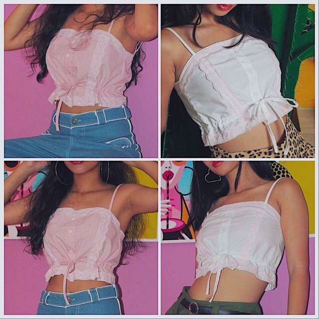 Enny croptop- 2 màu hồng, trắng
