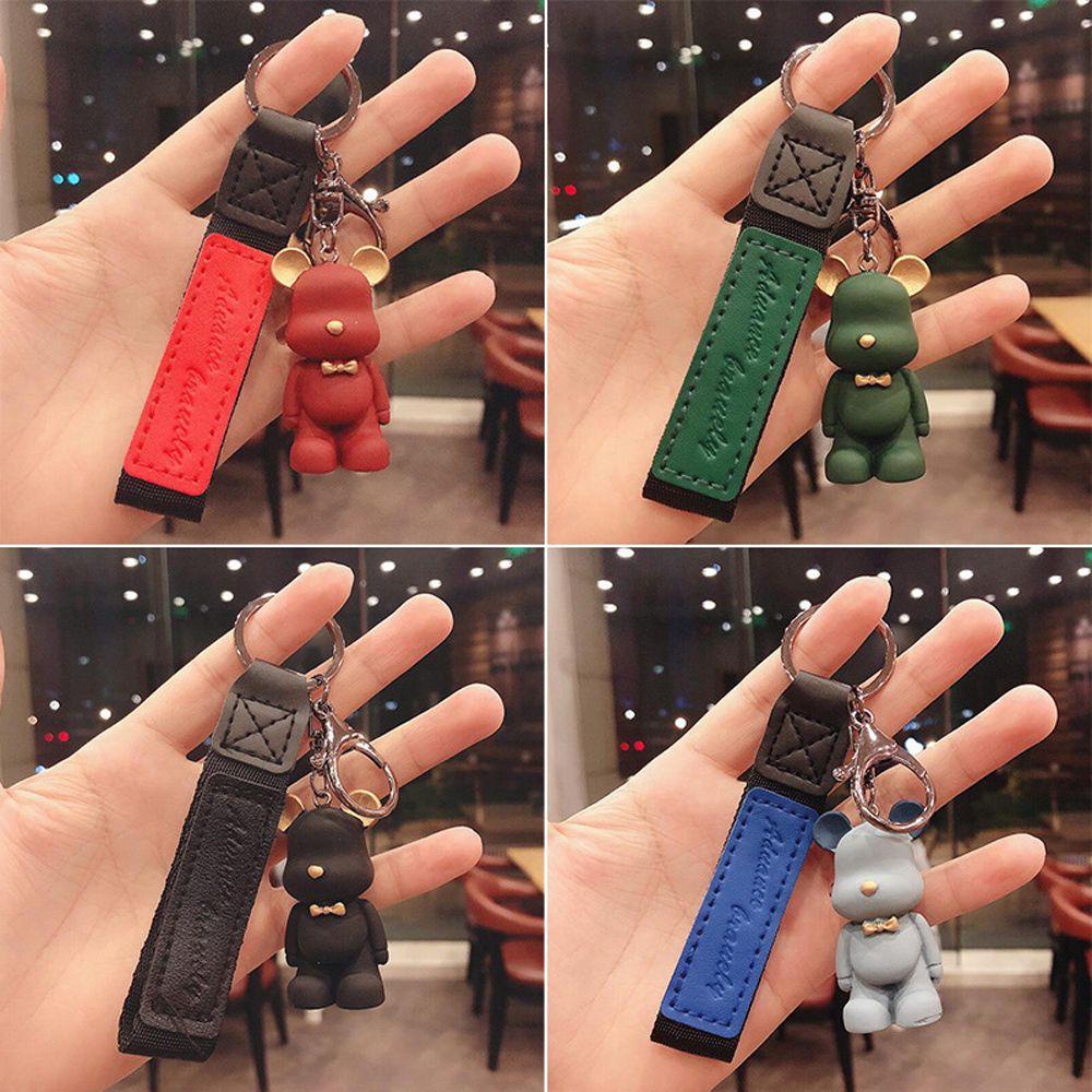 Móc Chìa Khóa Xe Hơi Bằng PVC Hình Gấu Thắt Nơ Thời Trang DIY