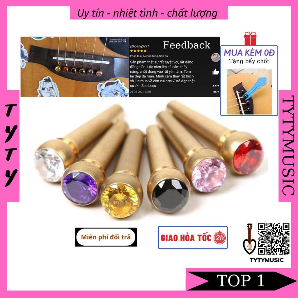 Chốt giữ dây đàn Guitar Acoustic bằng đồng đính đá cao cấp TYTYmusic