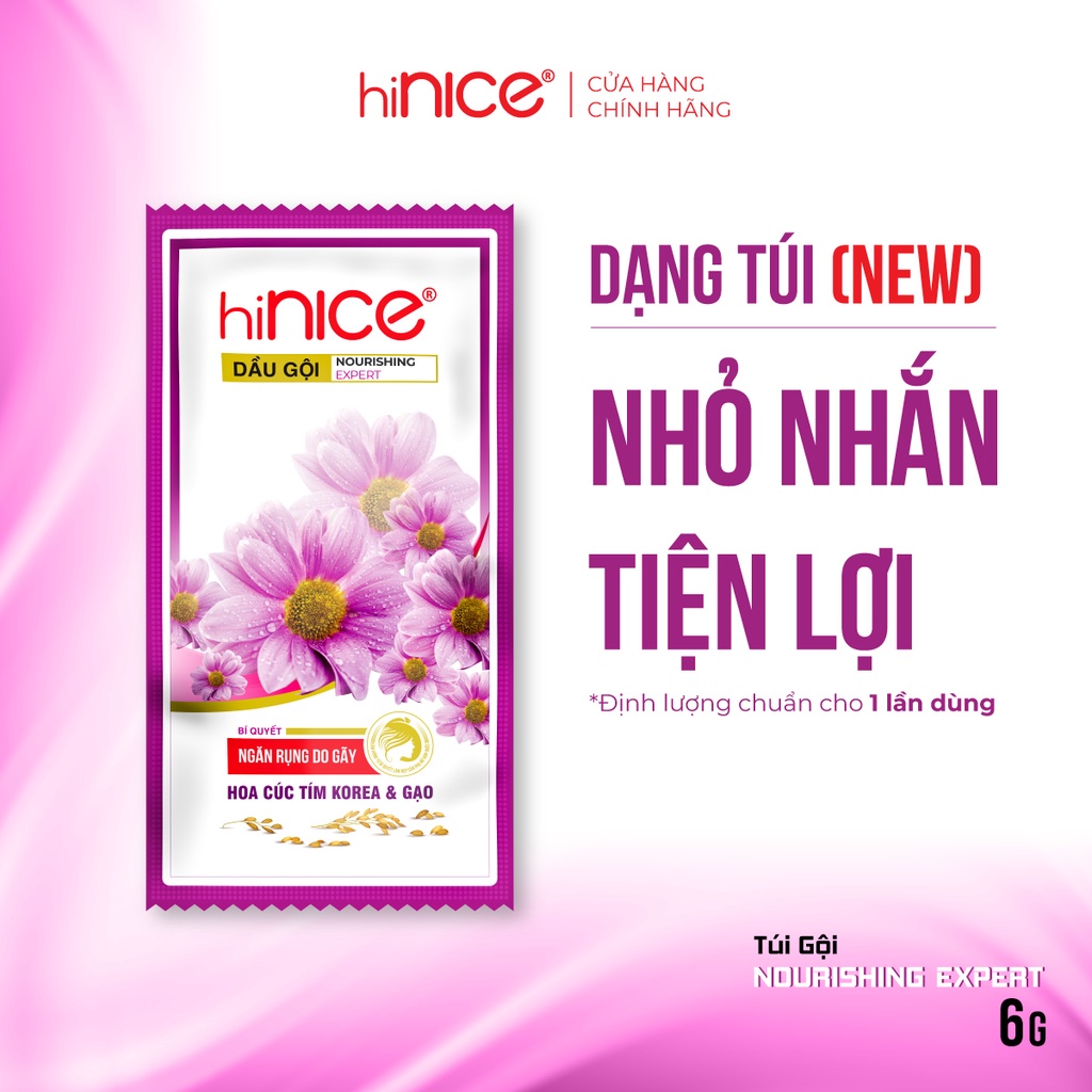 Dầu Gội hiNICE Hoa Cúc Tím & Gạo ngăn rụng do gãy 6g