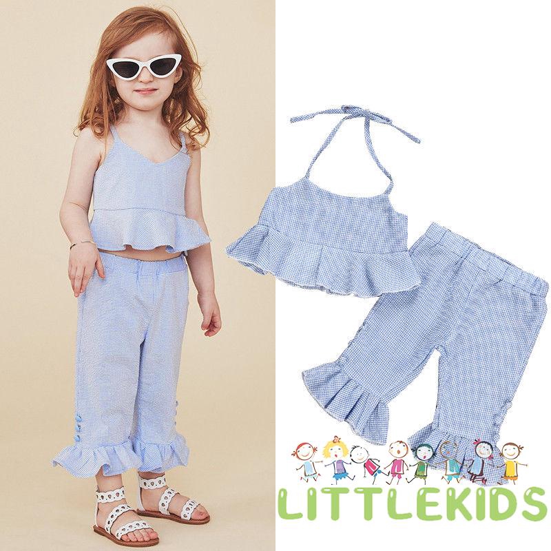 Set áo quần kẻ sọc dễ thương cho bé gái