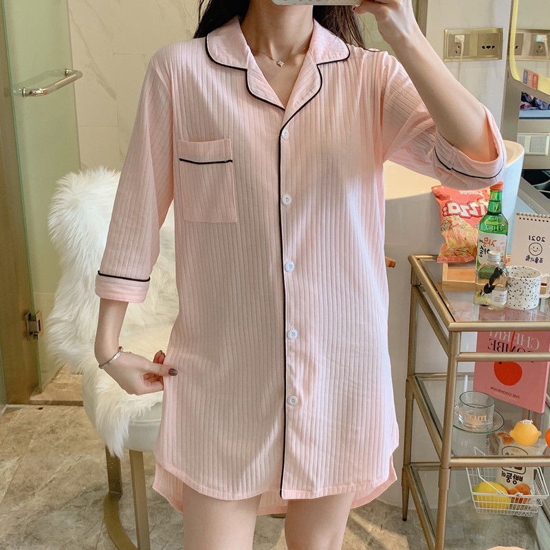 Vị trí thứ hai về doanh số bán hàng tại cửa của chúng tôi] Áo sơ mi trắng pyjama nữ váy ngắn mỏng gợi cảm ngủ giả