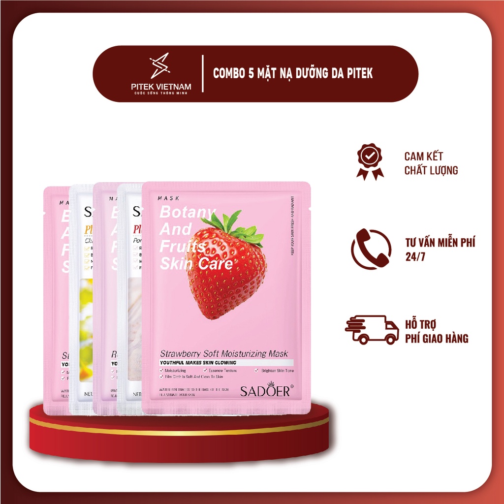 [GIFT] Combo 2 mặt nạ hỗ trợ dưỡng ẩm và làm trắng da - Pitek