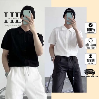 Áo len nam cộc tay mùa hè, áo polo len mongtoghi thoáng mát, polo nam cài cúc - Hà Đinh
