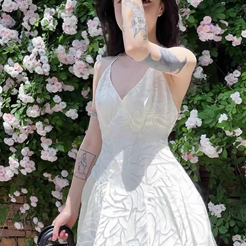 Đầm đi tiệc váy nữ 2 dây đan lưng cổ chữ v sexy có mút ngực sang chảnh phù hợp đi chơi đi dạo phố đi đám cưới