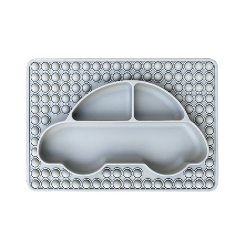 Haha Bộ Đĩa Ăn Chia Ngăn Bằng Silicone Không BPA An Toàn Cho Bé Có Thể Dùng Trong Lò Vi Sóng