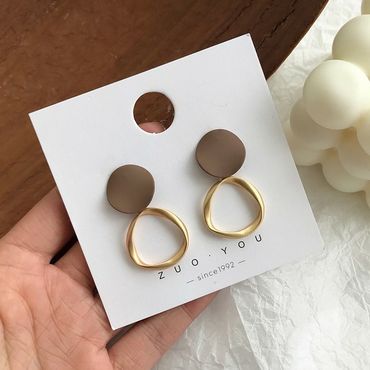 Bông tai bạc 925 hình tròn thiết kế độc đáo thời trang cho nữ