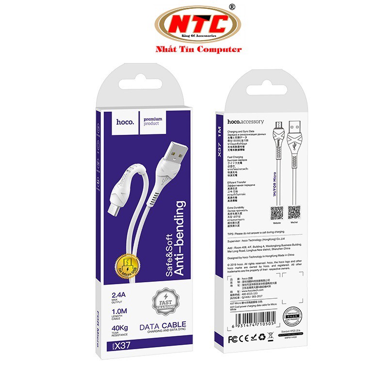Cáp sạc và truyền dữ liệu cổng microUSB Hoco X37 Cool power dài 1M  - Hàng chính hãng
