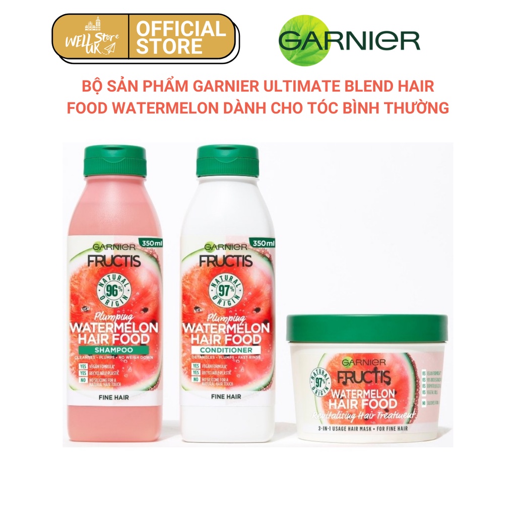 Bộ ba sản phẩm dưỡng tóc chuyên sâu Garnier Ultimate Blend Watermelon chăm sóc tóc chuyên sâu