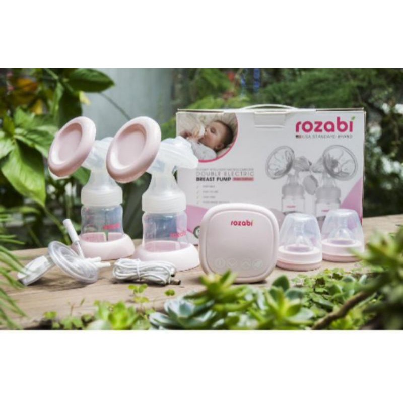 Máy hút sữa điện đôi Rozabi Compact xả sốc tặng kèm 10 túi trữ sữa
