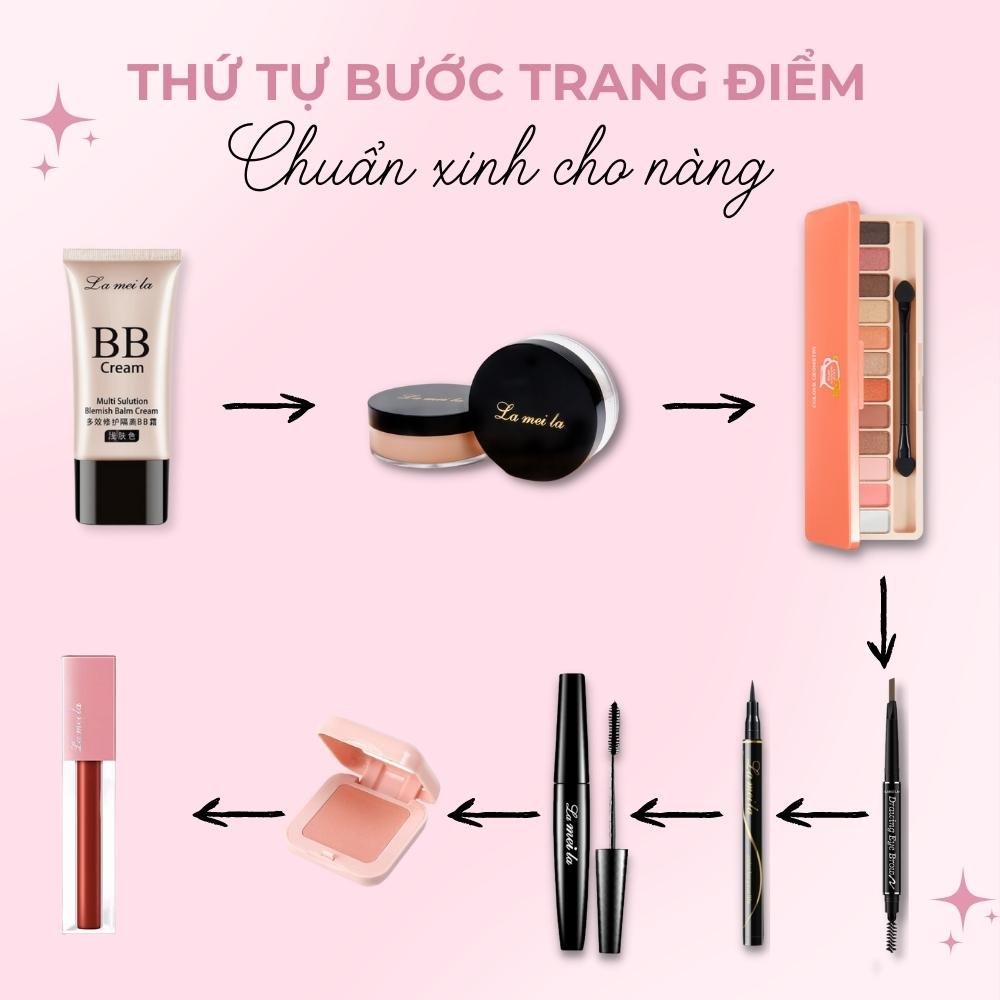 Bộ trang điểm 8 món đầy đủ cho người mới bắt đầu tặng kèm bông mút Yasan