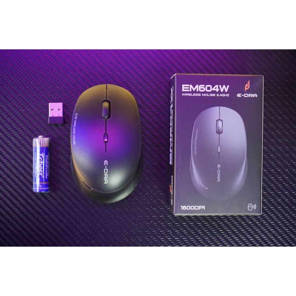 Chuột không dây E-DRA EM604W Black - Độ phân giải 1600 DPI - Kết nối không dây Wireless 2.4Ghz