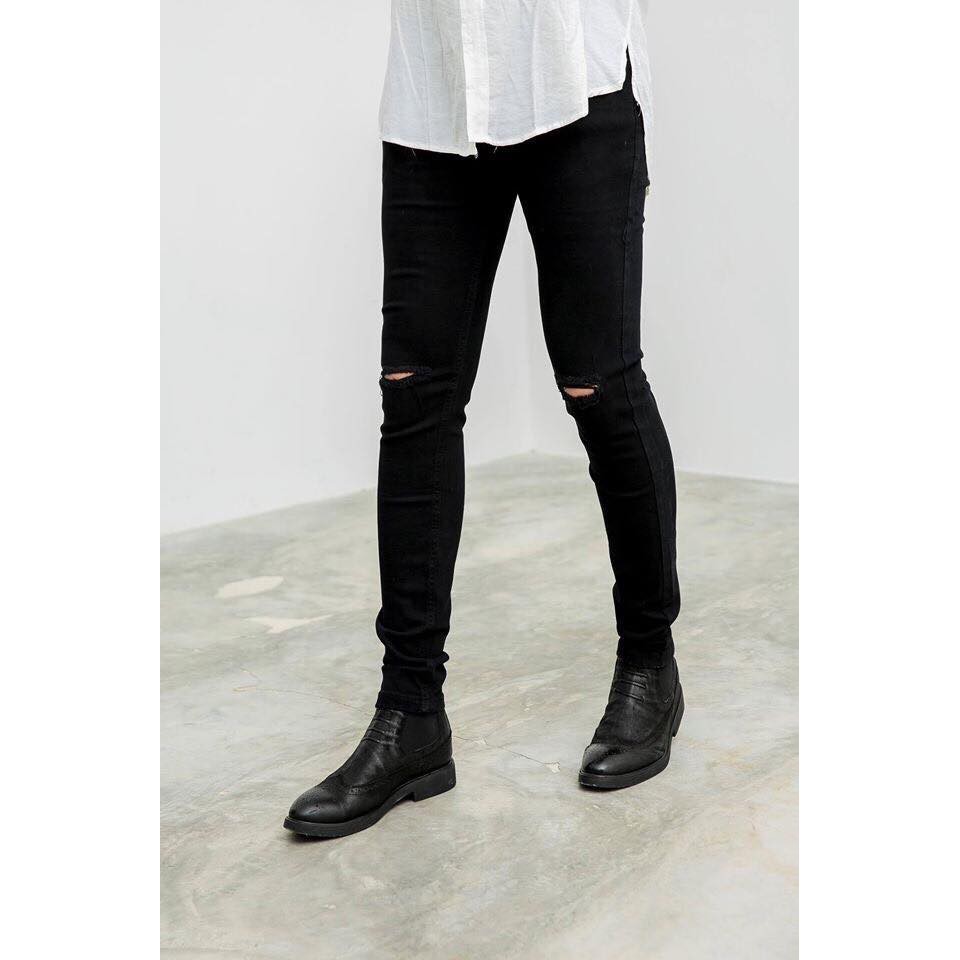 Quần jean nam rách gối size 28 đến 37 chất jean giãn, số 330
