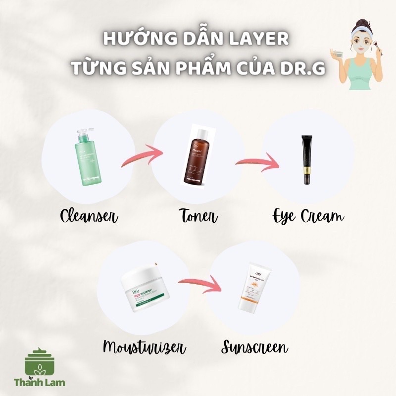 Kem dưỡng ẩm Dr.g Hàn Quốc giúp dưỡng trắng cấp ẩm và phục hồi Reb Blemish Clear Soothing Cream 2ml