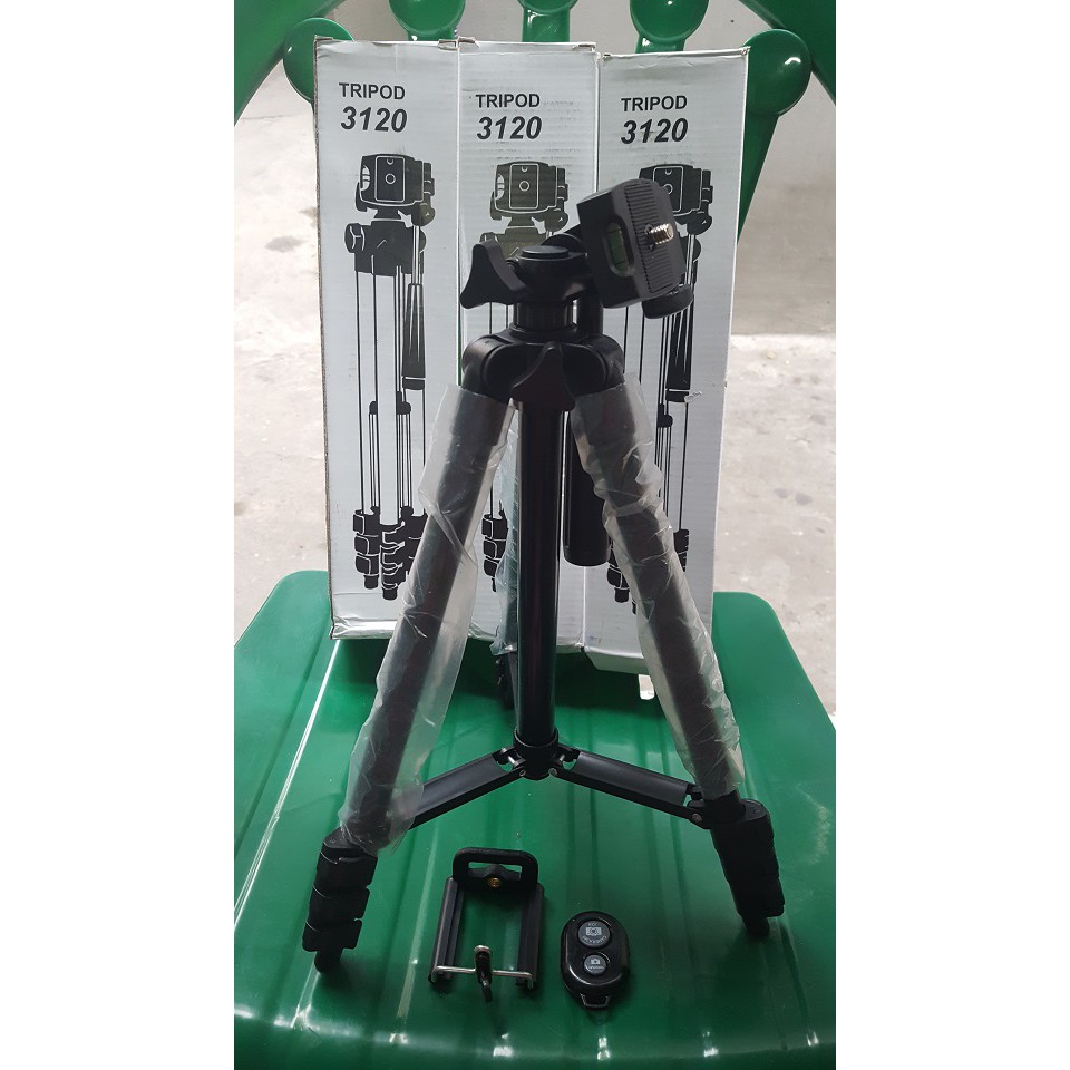 Chân Đế Chụp Hình Tripod 3 Chân Cho Điện Thoại Máy Ảnh TF-3120 + đầu kẹp điện thoại + Remote