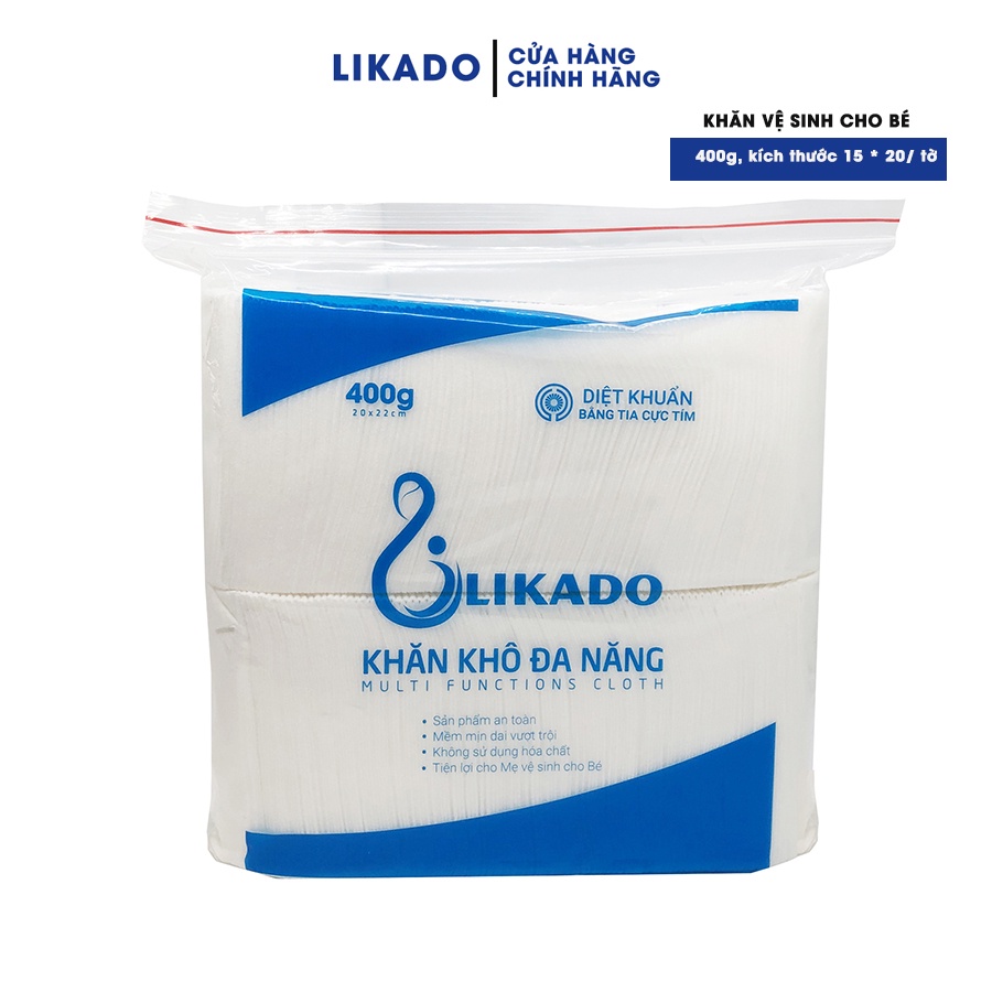 Khăn giấy khô đa năng cho bé likado 400g (20x22)(1 gói)