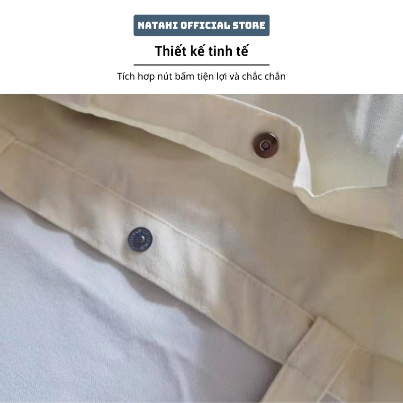 Túi Tote vải Canvas NATAHI LM01 đeo chéo công sở, đi học phong cách Hàn Quốc trẻ trung, năng động