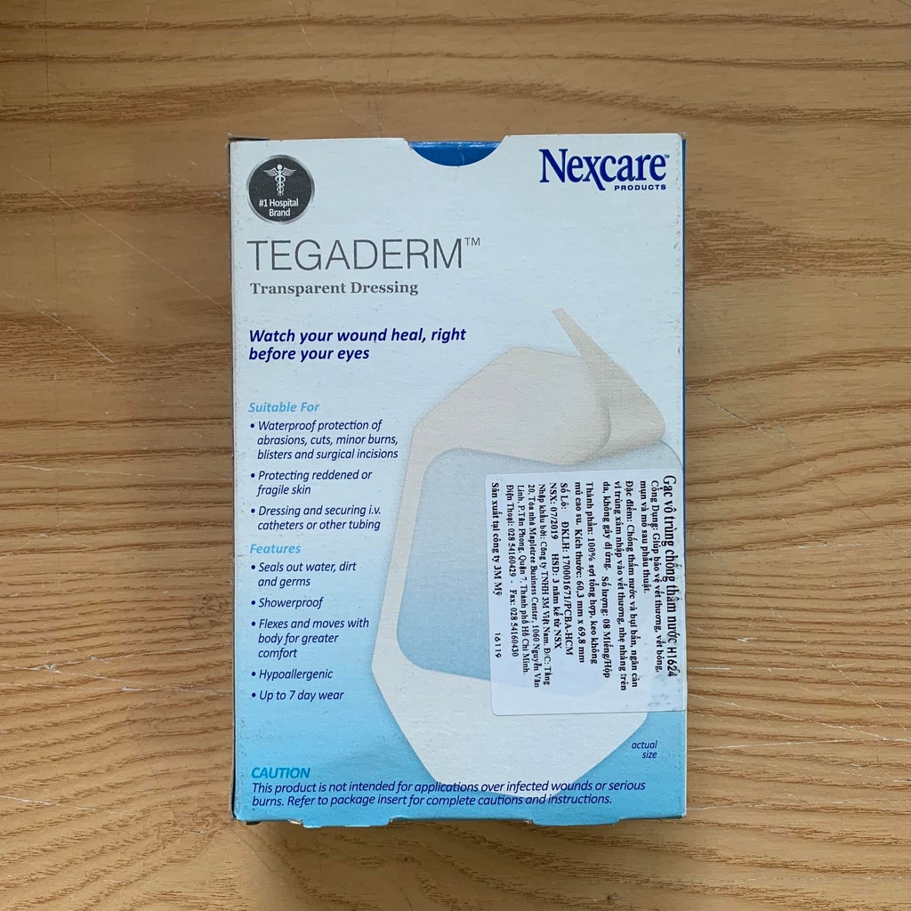 Gạc vô trùng chống thấm nước Nexcare 3M H1624, sản xuất tại Mỹ, 8 miếng/hộp (6 x 7cm)_Chính hãng Mask3M