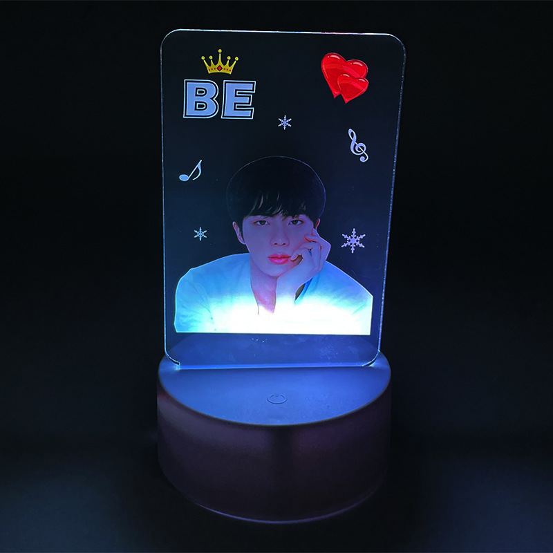 BTS Album BE 7 màu Acrylic Night Light USB Đèn bàn JUNGKOOK  LED Khung ảnh Ban đêm SUGA Dấu hiệu đèn USB Bảng đèn LED ảnh Đèn pin và đèn sạc