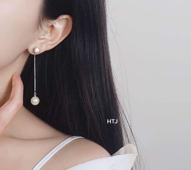 BÔNG TAI NGỌC TRAI DÁNG DÀI- Đeo được 2 kiểu - S99