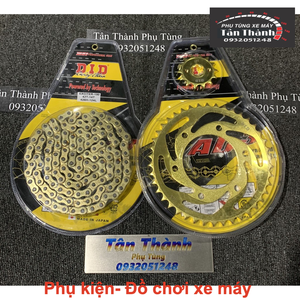 Nhông sên dĩa DID vàng Vĩ: Winner, Exciter 150, Exciter 135, Sirius , Jupiter, Wave lớn, RS - Đồ chơi xe