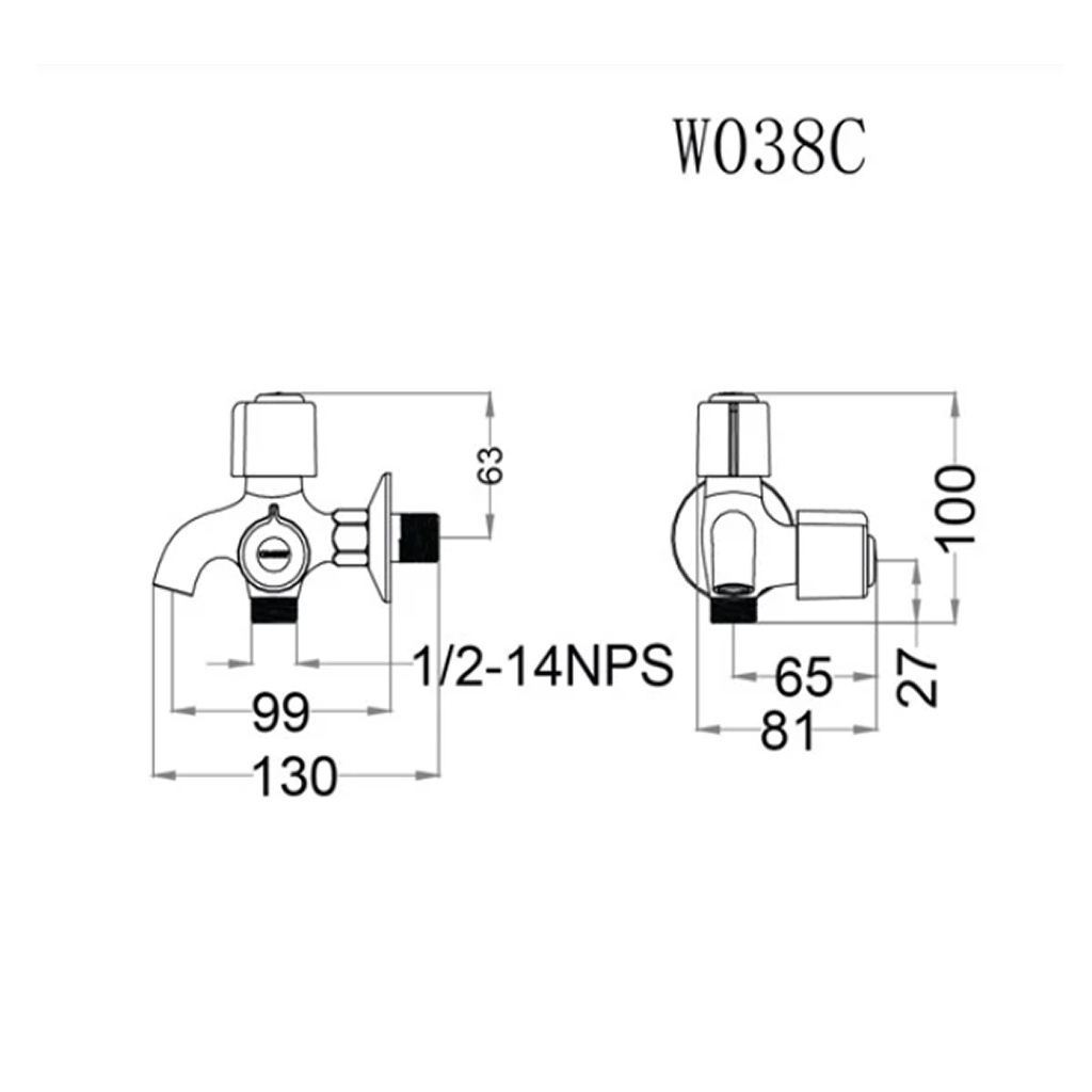 Vòi sen tắm gắn tường CAESAR W038P sử dụng cho đường nước lạnh, có thể kết hợp giữa vòi xả chậu và tay sen tắm