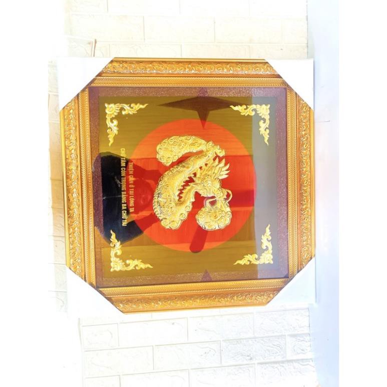 Đồ Đồng Thờ Cúng Phong Thủy TRAH CHỮ TÂM RÔNG CAO 68x68 cm nặng  5 kg chất  liệu bằng  đồng