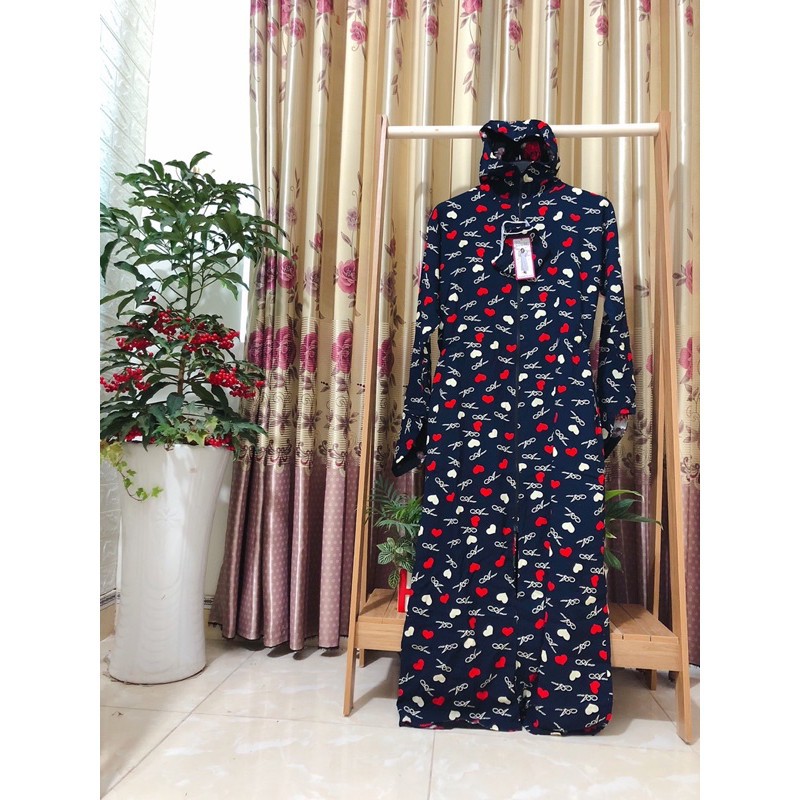 Áo chống nắng nữ toàn thân lanh nhung - Hàng cao cấp 2 lớp họa tiết hình dài kín chân freesize | BigBuy360 - bigbuy360.vn