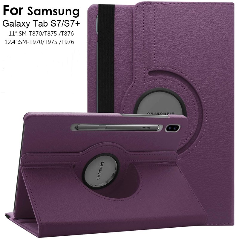 For Samsung Galaxy Tab S7/S8/ S7 FE /S7Plus/S8PLUS 12.4 inch Case SM-T870 T7875 SM-T970 T975 Tablet Cover 360 Rotating Bracket Flip Leather Cover