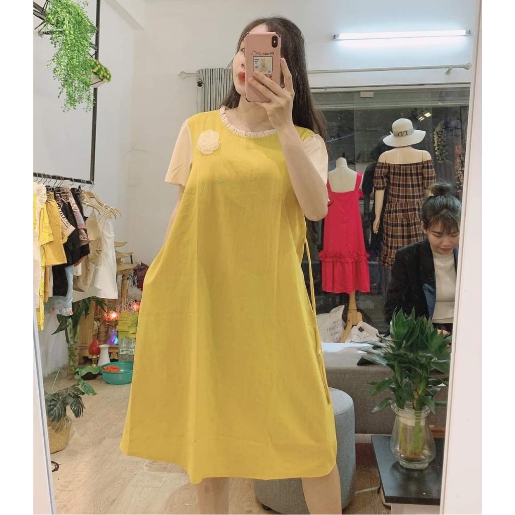 Đầm bầu thời trang thiết kế xuông MB207 chất lụa hàn châu freesize từ 45 đến 70kg