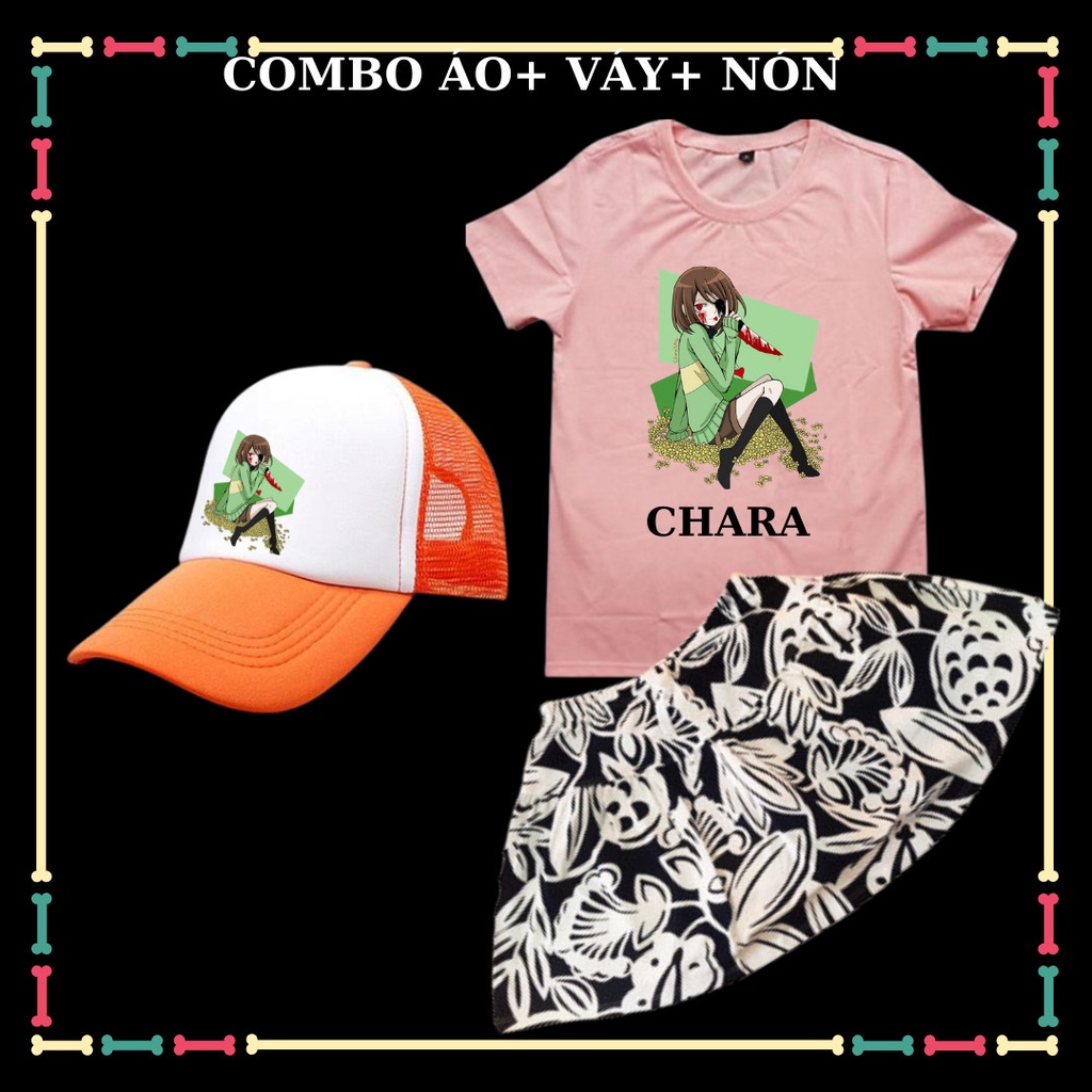 Combo Áo+ Váy+ Mũ mẫu Chara xịn xò dễ thương cho bé gái