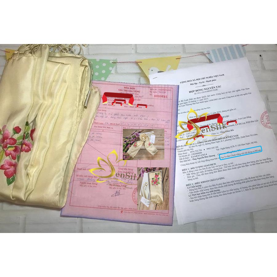 Khăn Thêu SenSilk Lá Bồ Đề - Món Quà Bình An  35*35cm