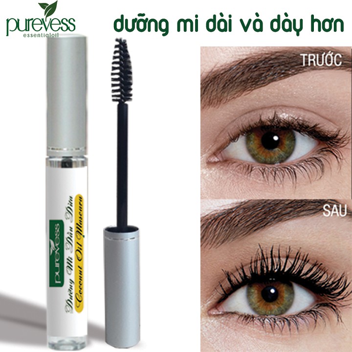 Combo dưỡng mi & dưỡng môi dầu dừa Purevess giúp dưỡng mi dài và dày hơn, giúp môi giảm thâm | BigBuy360 - bigbuy360.vn