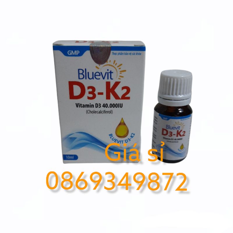 Vitamin D3 K2 MK7 - BLUEVIT D3 K2 dạng giọt bổ sung canxi D3 40.000 IU cho trẻ từ 1 tuổi - Chai 10ml