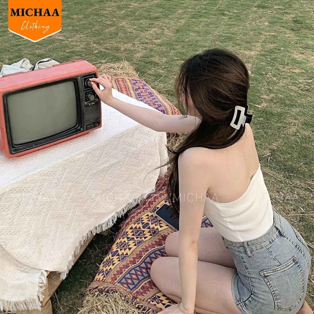 Áo Croptop YẾM CỔ POLO Nữ Hở Lưng Kiểu Choàng Cổ Thời Trang - MICHAA