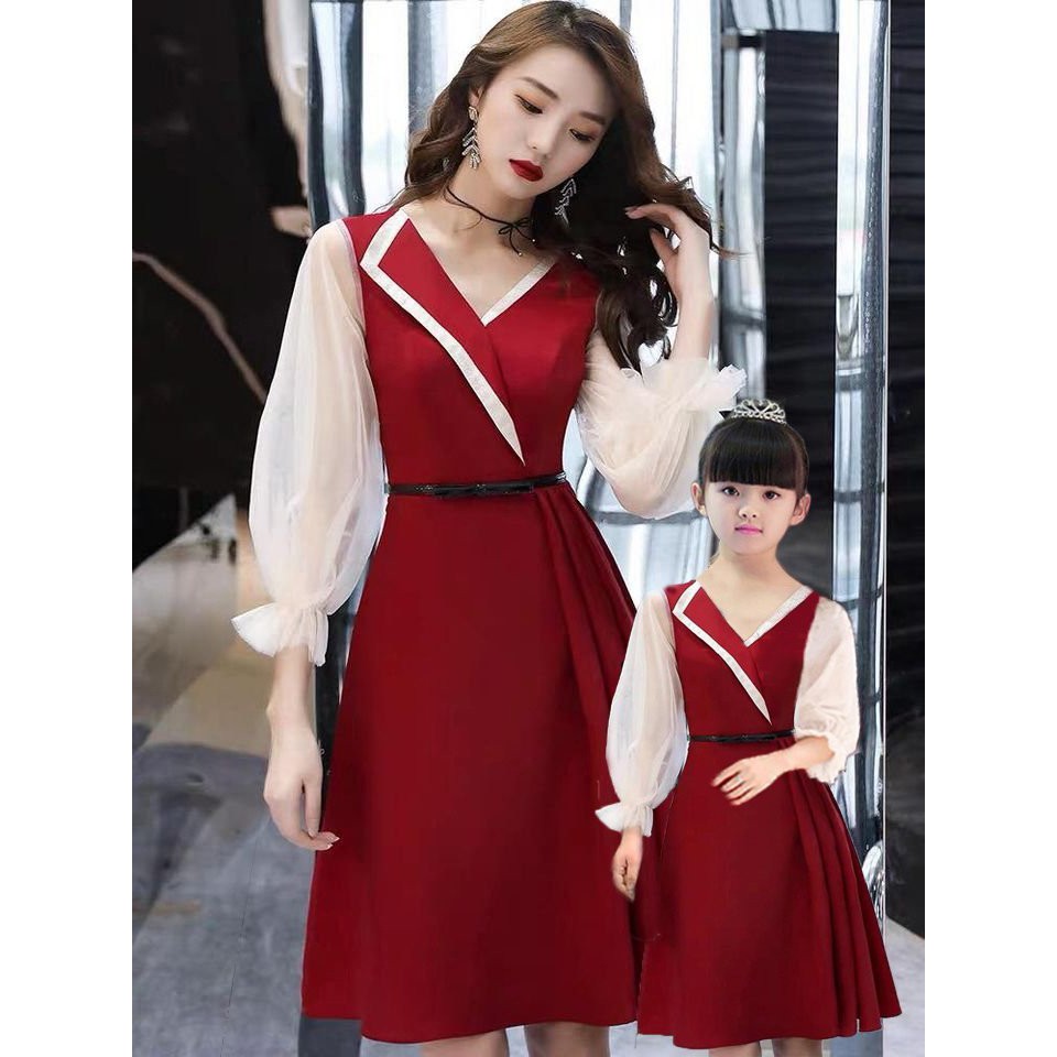 Đồ đôi mẹ và bé gái set trang phục [♥️FREESHIP♥️] Áo váy gia đình đi biển tiệc cưới xinh xắn đáng yêu