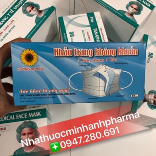 💥Hàng mới về💥Khẩu trang kháng khuẩn Hướng dương xanh 3 lớp ( Hộp 50 cái )