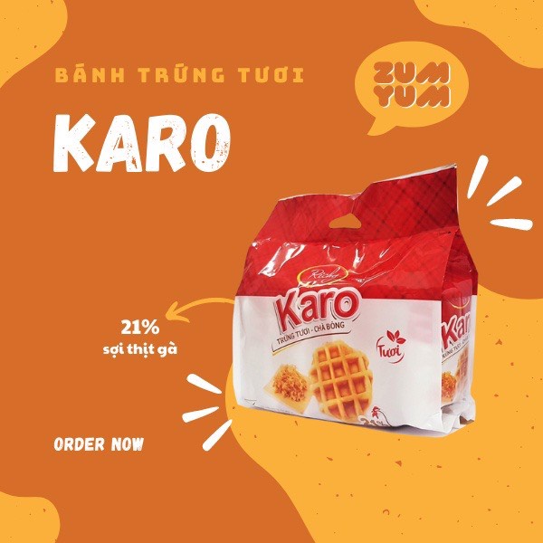 BÁNH TRỨNG KARO CHÀ BÔNG THỊT GÀ TƯƠI  - TÚI 6 CÁI