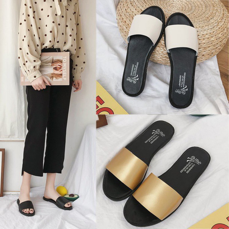 Summer Fashion  Women Stylish Concise All-match Solid Color Anti-slip Casual Slippers