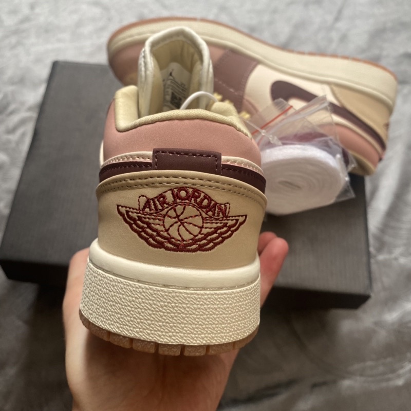 Giày Sneaker JD 1 low trà sữa cao cấp bản da nhăn Fullboxbill tặng kèm hộp bảo vệ