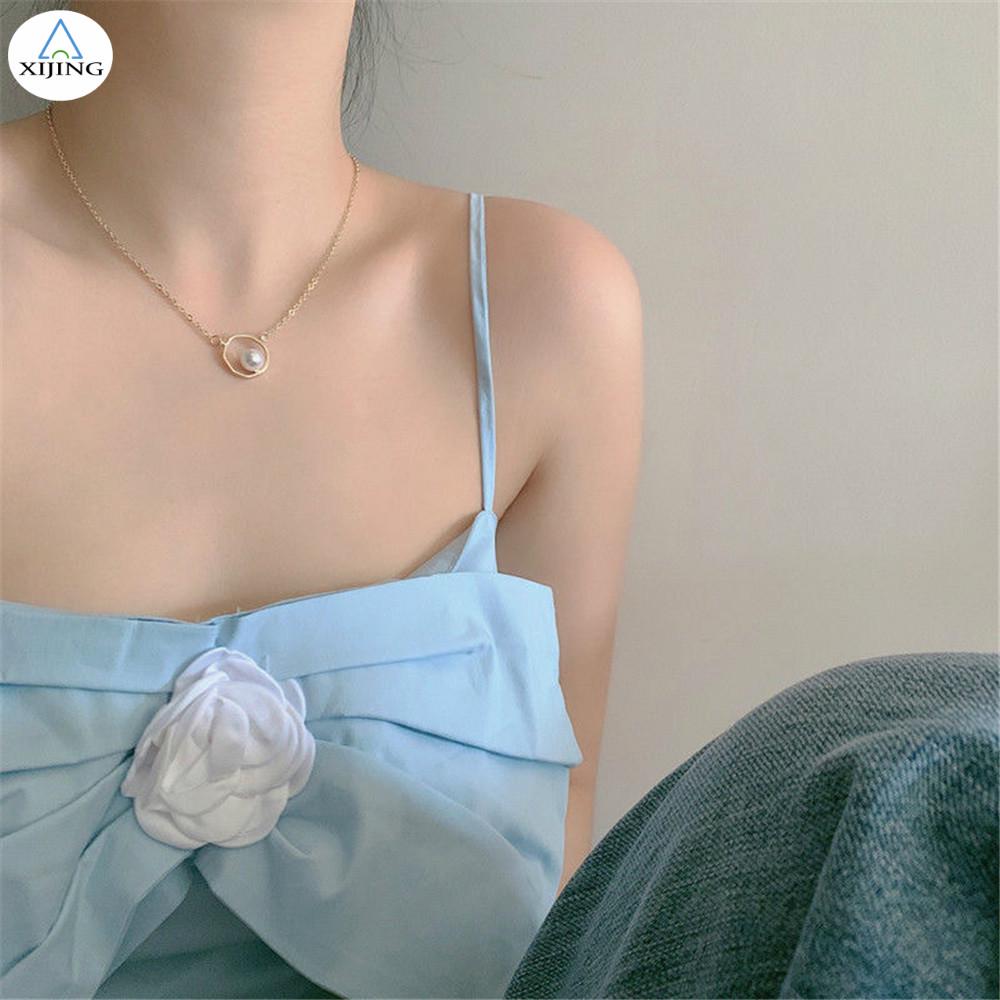 Dây Chuyền Đính Ngọc Trai Nhân Tạo Kiểu Dáng Đơn Giản Cho Nữ