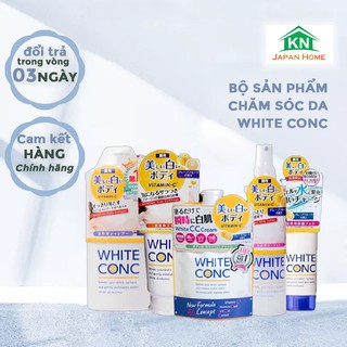Bộ sản phẩm sữa tắm, tẩy da chết, xịt trắng, dưỡng trắng White conc
