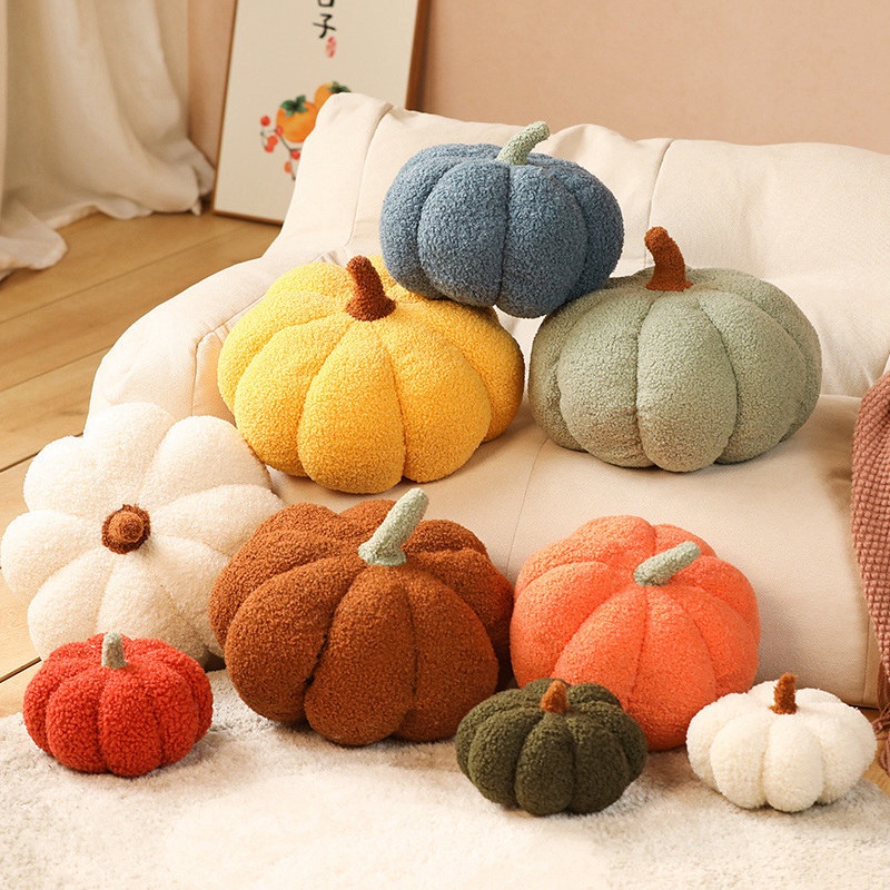 Dễ thương ném gối teddy fleece pumpkin-shaped pillows đệm trang trí siêu mềm cho sofa bed home living decor ready stock