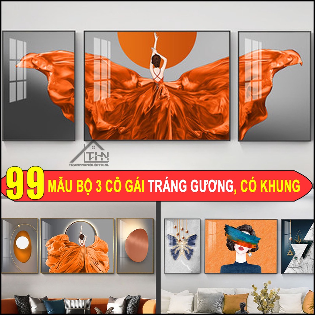 SET 3 Tranh Cô Gái Nghệ Thuật Treo Tường Phòng Khách/ Quán Spa/ Quán Thời Trang/ Shop Quần Áo