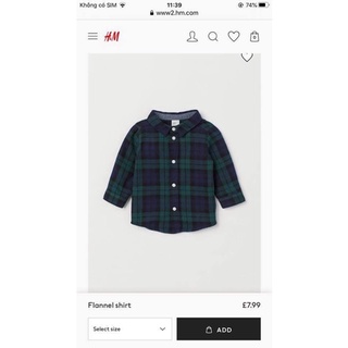 Áo sơ mi kẻ cho bé trai sz 2/3y