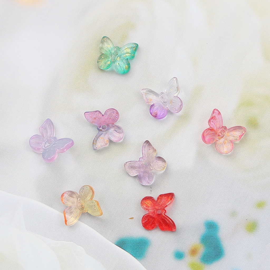 Set 10 hạt xỏ hình bướm nhiều màu tùy chọn dùng làm trang sức thủ công DIY